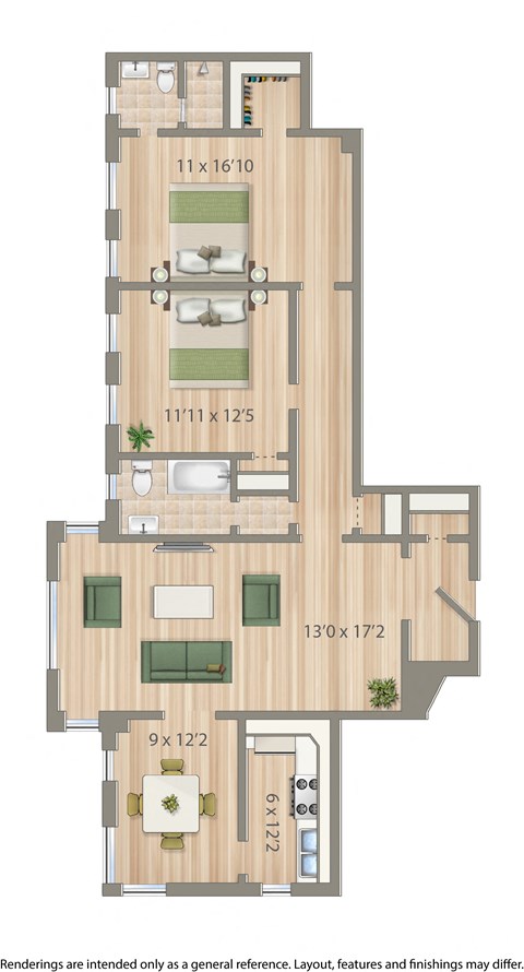 2800 woodley 2 bedroom apartment rendering in washington dc